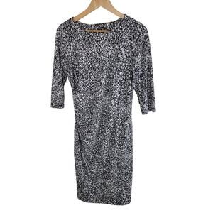 J. McLaughlin Midi Dress size M Black 3/4 Sleeve Round Neck USA Catalina Cloth